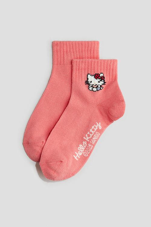 5-pack ankle socks - coral pink/hello kitty
