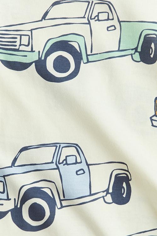 Printed T-shirt - light yellow/pickup trucks