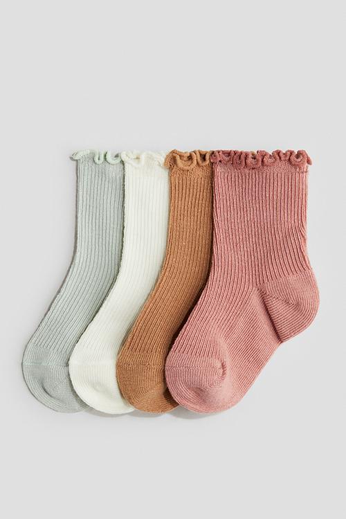 4-pack overlock-detail socks - multi