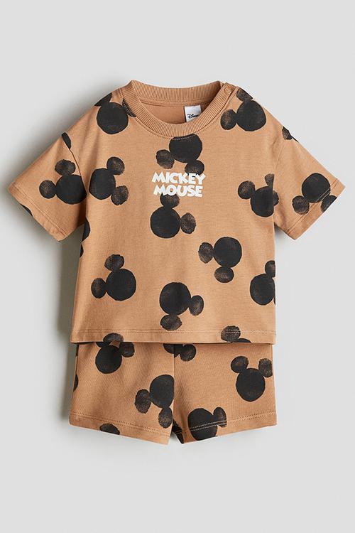 2-piece cotton jersey set - beige/mickey mouse 