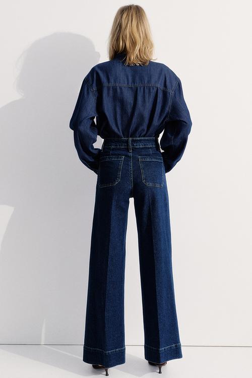 Wide high jeans - dark denim blue 