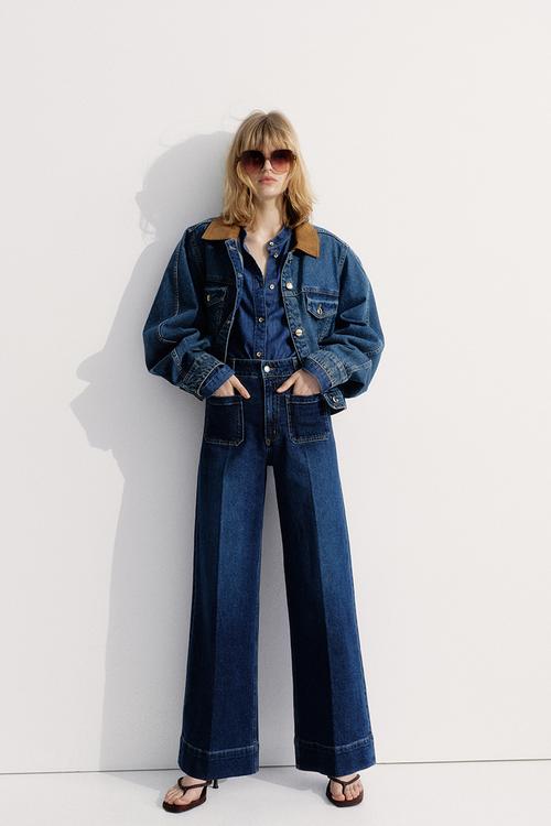Wide high jeans - dark denim blue 