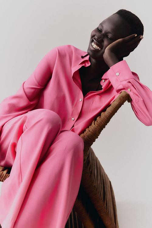 Loose-fit drawstring trousers - bright pink
