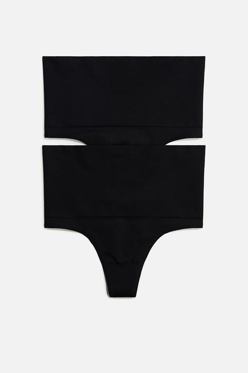 2-Pack medium shape thong briefs - black