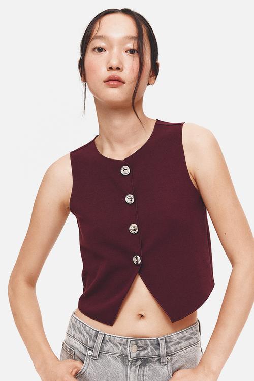Jersey waistcoat - burgundy
