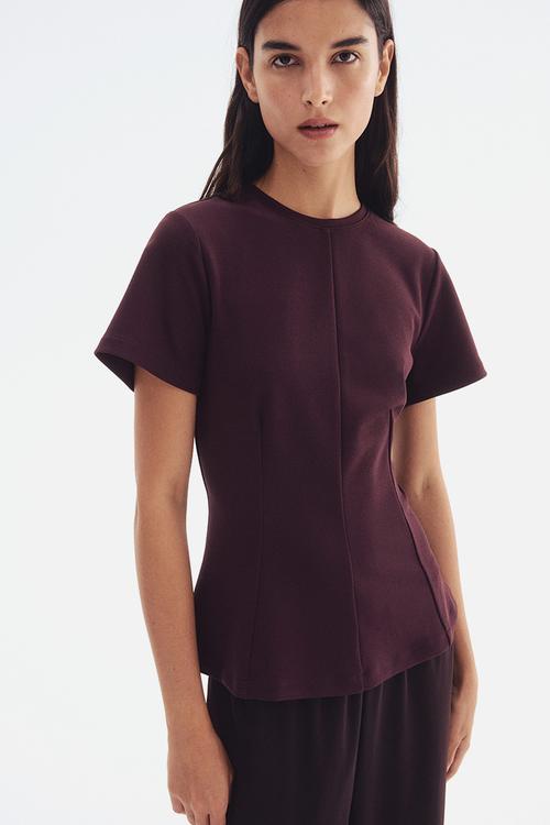 Waisted top - burgundy