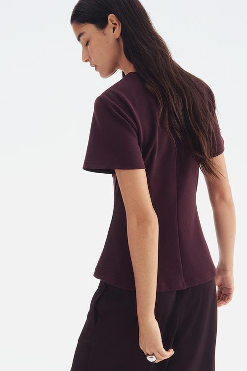 Waisted top - burgundy