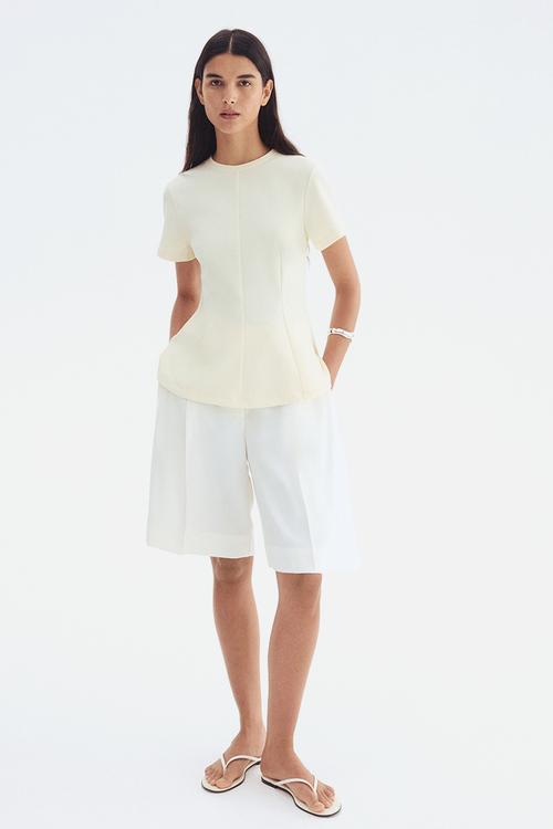 Waisted top - pale yellow