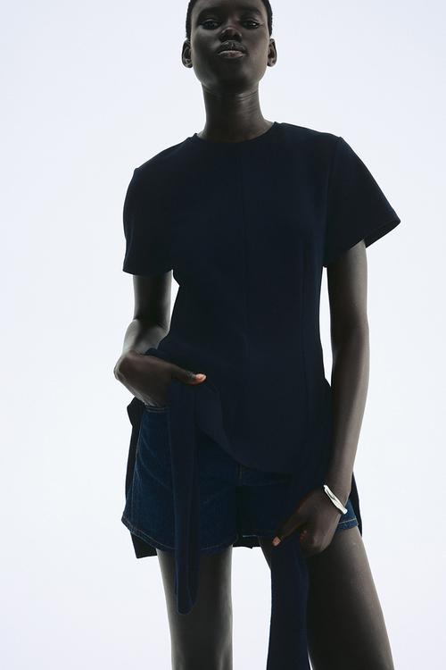 Waisted top - navy blue