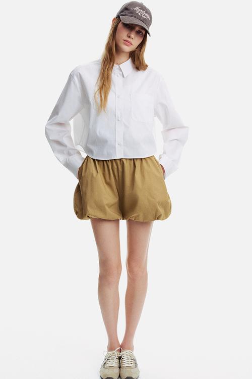 Cropped cotton shirt - white