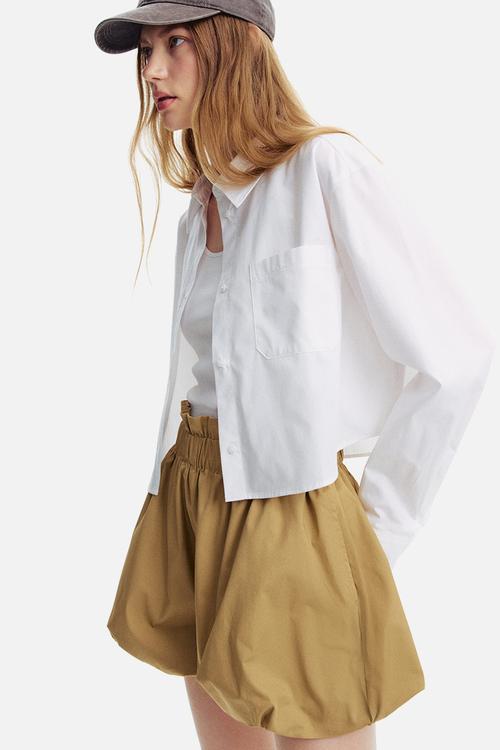 Cropped cotton shirt - white