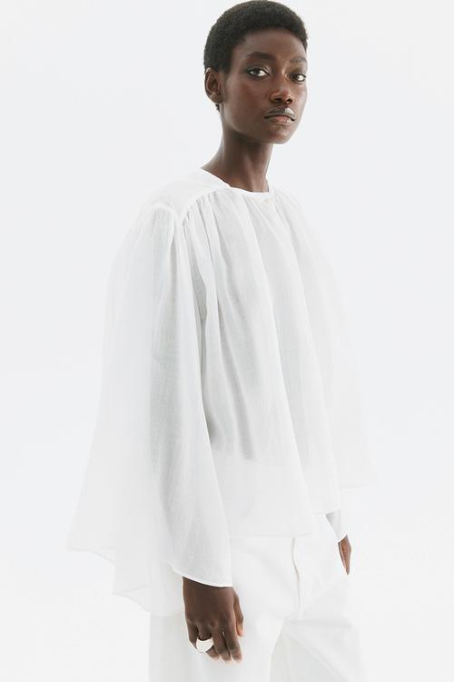 Voluminous ramie blouse - white