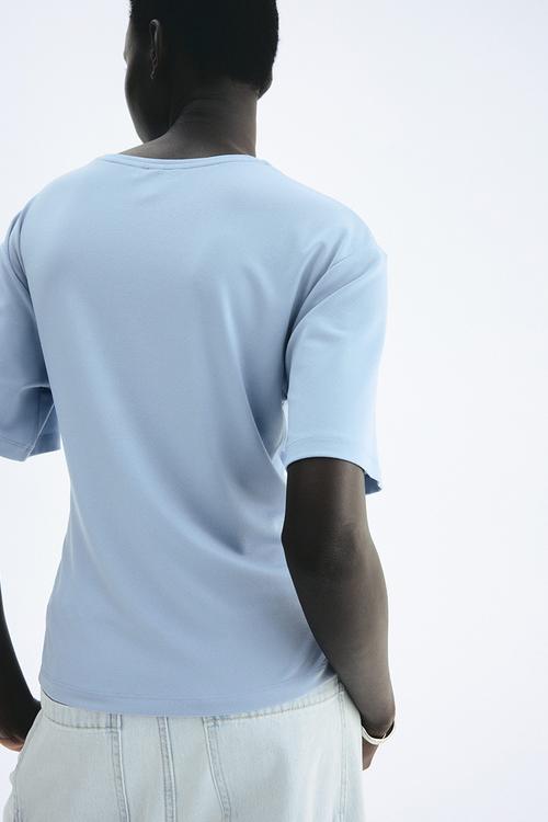 Tie-detail top - light dusty blue