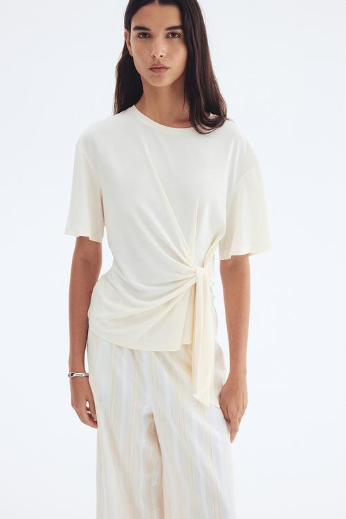 Tie-detail top - white