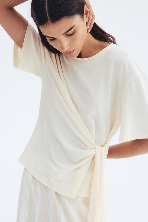 Tie-detail top - white
