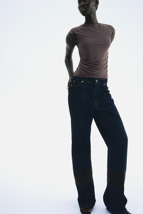 Draped cap-sleeved top - dark grey