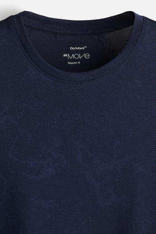 Regular fit sports top with drymove™ - navy blue marbled 