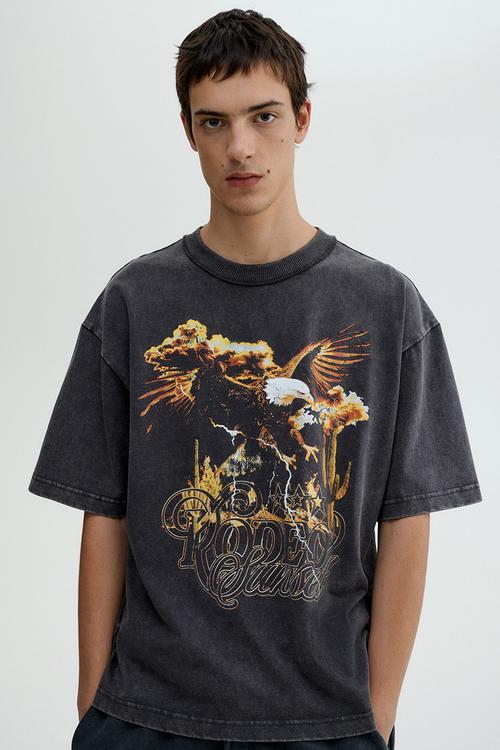 Loose fit printed t-shirt - vintage black rodeo sunset