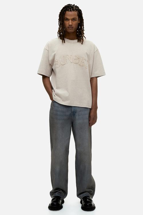 Loose fit printed t-shirt - beige sunset