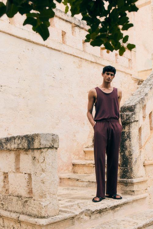 Pyjama vest top and bottoms - aubergine purple
