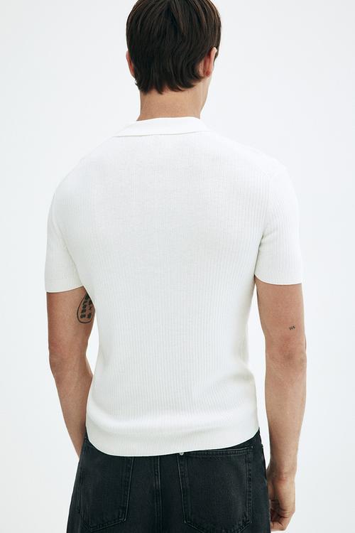 Slim fit zip-top polo shirt - white