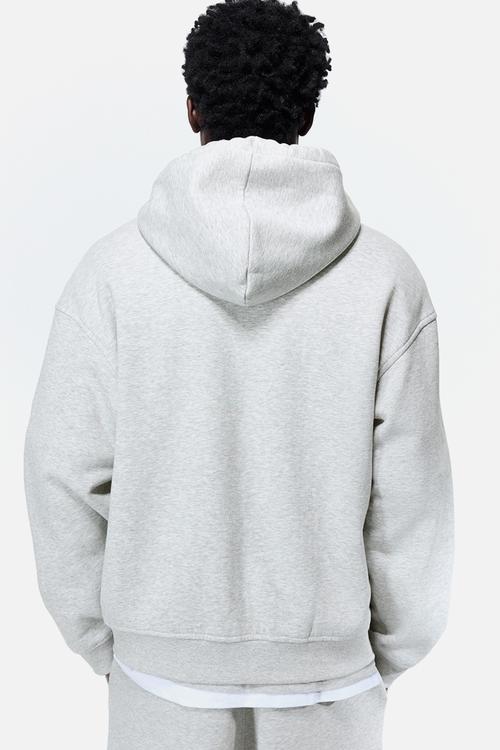 Loose  fit zip-through hoodie - grey marl
