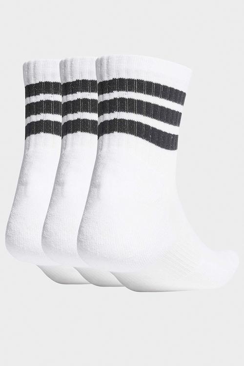 3 Stripes Cushioned Sportswear Mid Cut Socks - 3 pack - White/Blk