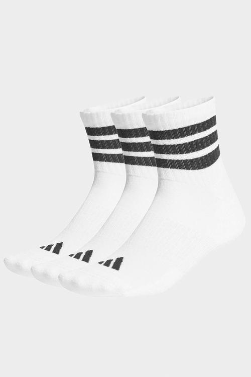 3 Stripes Cushioned Sportswear Mid Cut Socks - 3 pack - White/Blk