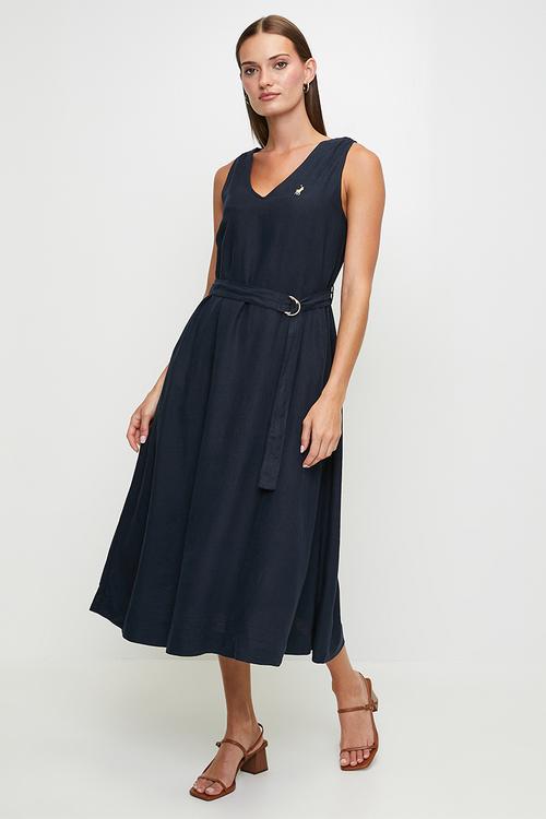 Sadie sl belted dress - navy