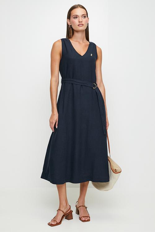 Sadie sl belted dress - navy