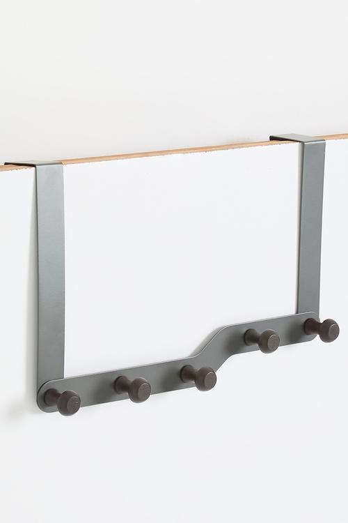 Over the door 5 wooden hooks 35cm x 22cm - Black