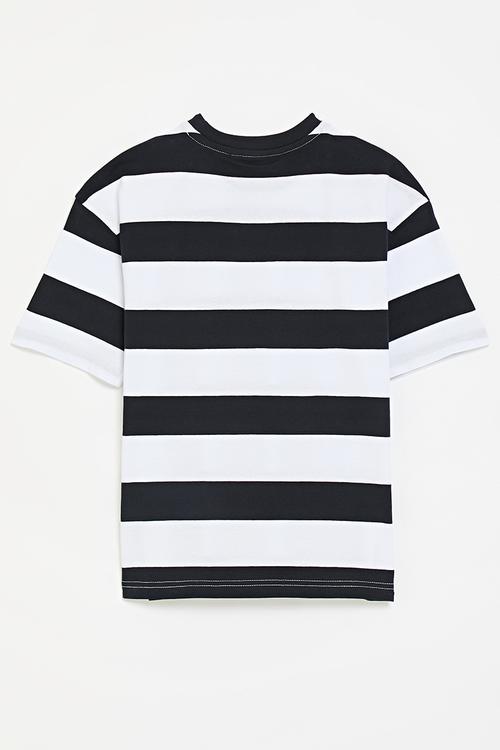 Girls jade ss striped tee - navy & white 