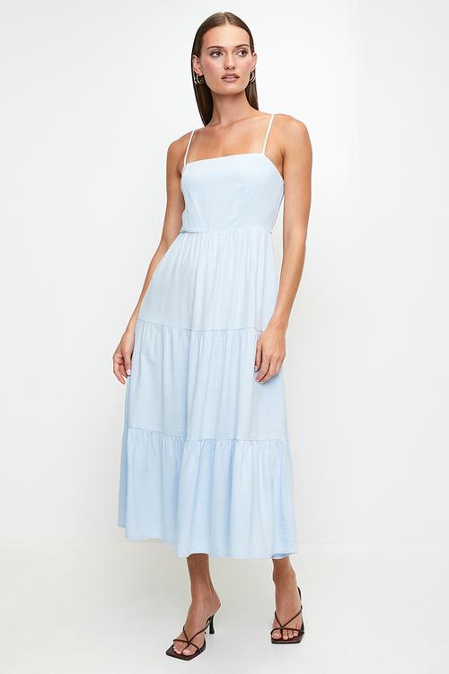 Blue tiered dress - blue