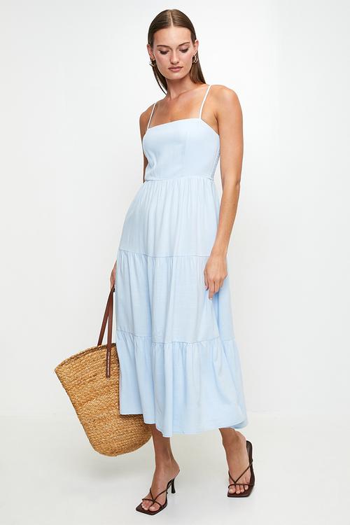 Blue tiered dress - blue