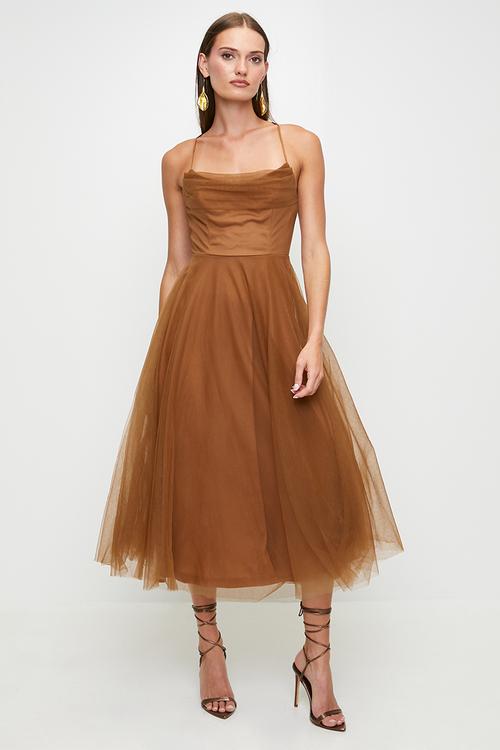 Chocolate fit and flare dress - Chocolate