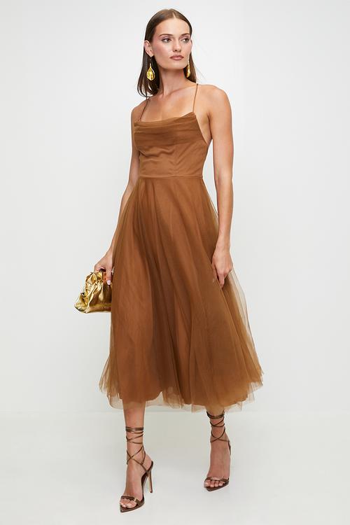 Chocolate fit and flare dress - Chocolate