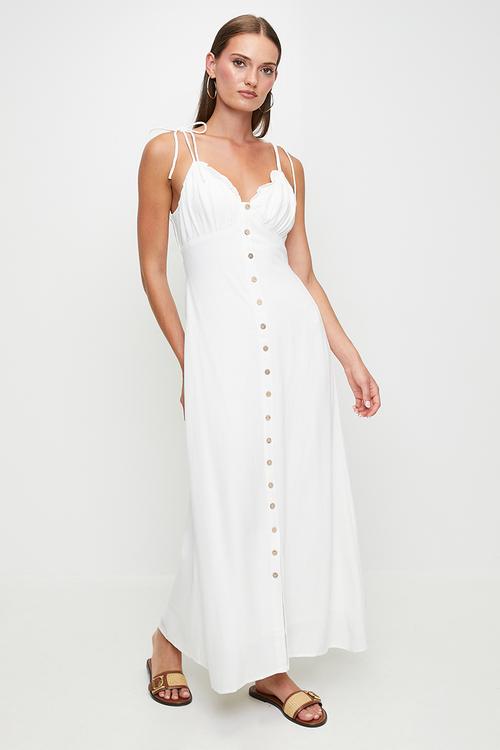 White button through sundress - white