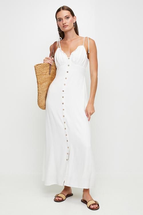 White button through sundress - white