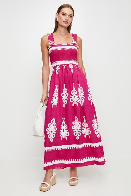Pink paisley maxi dress - pink
