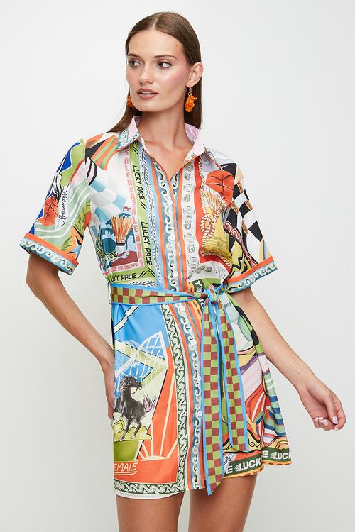 Multi print shirtdress - multi