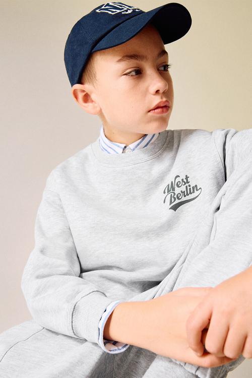 Printed cotton sweatshirt -  heather grey