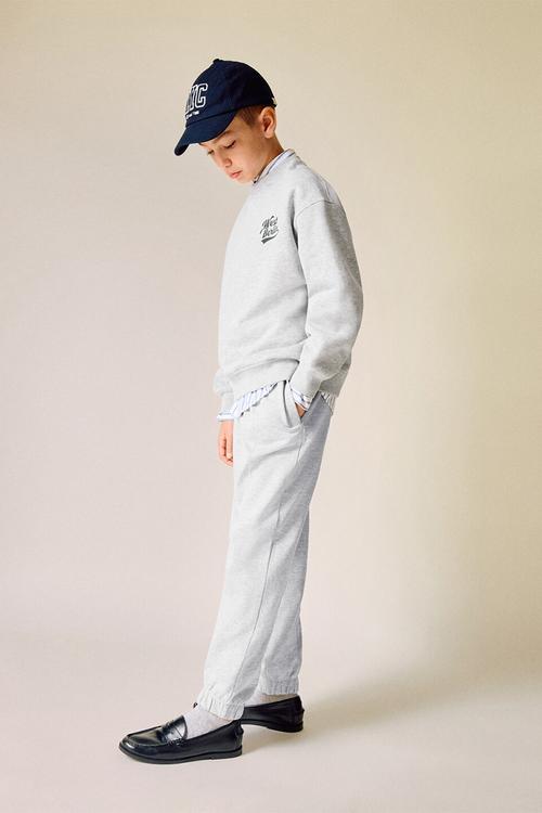 Printed cotton sweatshirt -  heather grey