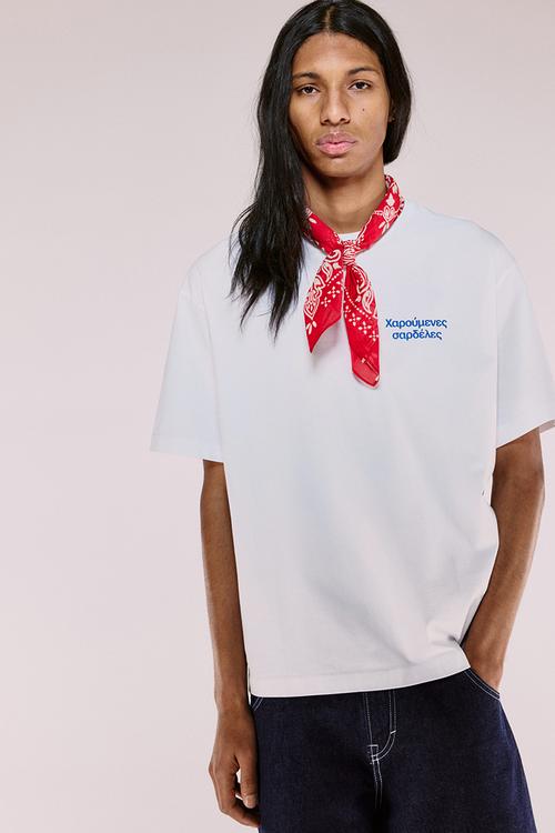 Loose fit printed t-shirt - white greek sardines