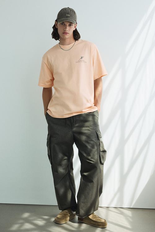 Loose fit printed t-shirt - peach pink echo park