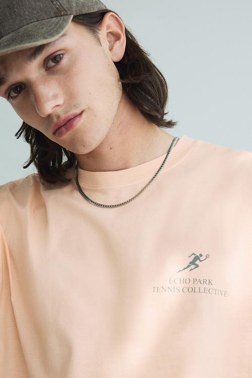 Loose fit printed t-shirt - peach pink echo park
