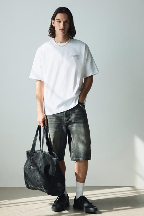 Loose fit printed t-shirt -  white water lilies