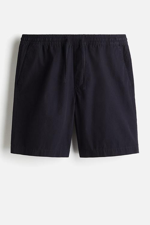 Regular fit canvas shorts - navy blue 