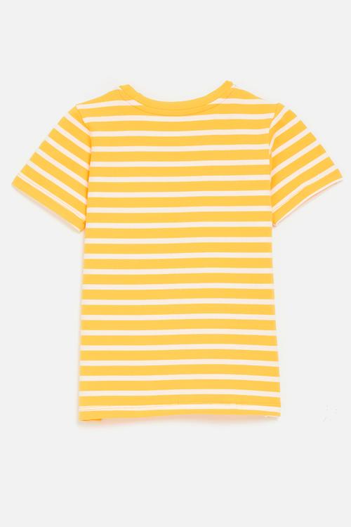 Unicorn embroidered crew neck tee - yellow stripes