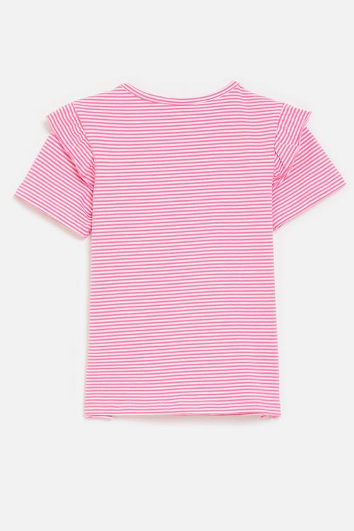 Embroidered pony tee with applique details - pink stripes