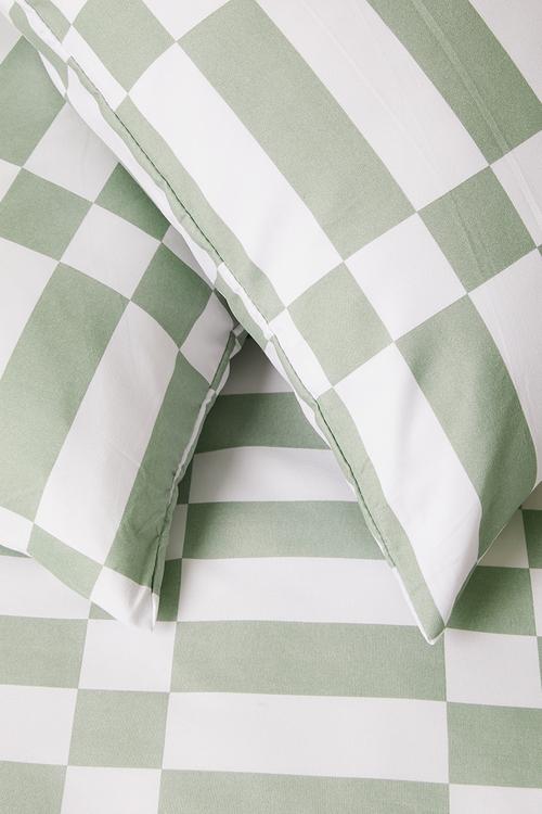 Block Geo Super Soft Duvet Cover Set Sage